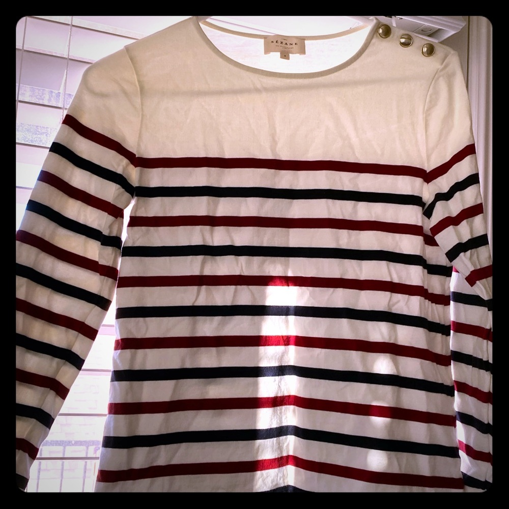 Sezane Blue and Red Stripe Shirt